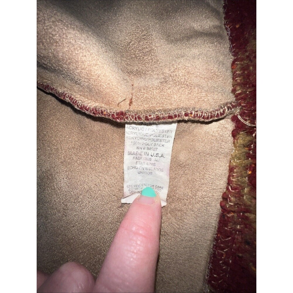 Bear Ridge Outfitters Red Fleece Blanket Jacket Horse Pattern Made In USA Size M - Picture 8 of 10